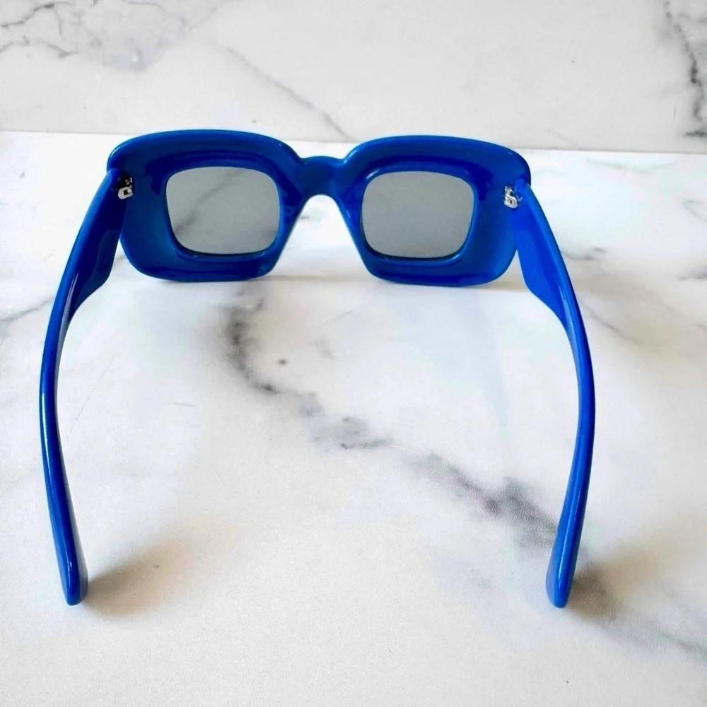 2-Pack Bold Retro Rectangle Sunglasses – Red & Blue Statement Shades
